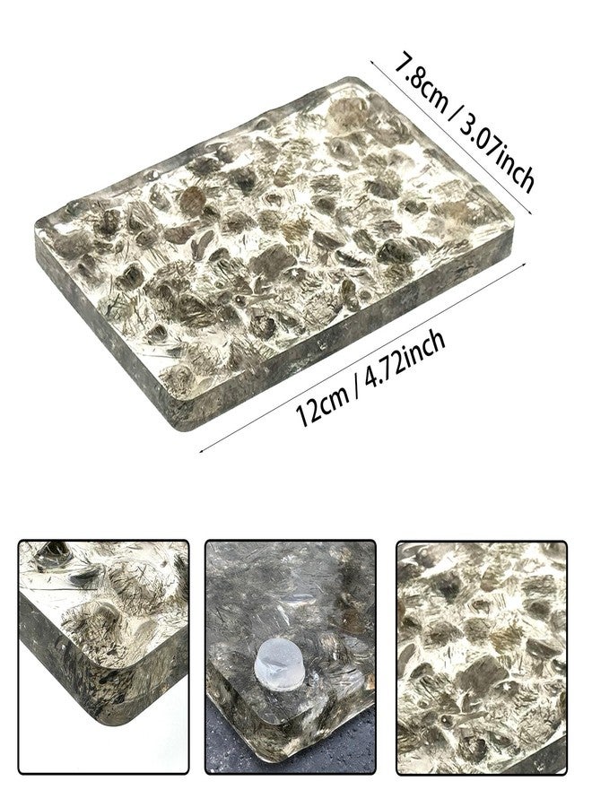 vinsiora NatureGlow Soap Holder, Rustic Stone Design Soap Dish, Durable Resin Tray for Bathroom Kitchen Sink, 4.72x3.14x0.7 inches (Hair Crystal Soap Rack) - Image 2